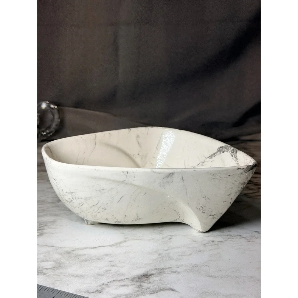 VTG Sunkist Pottery Planter #462 Gray & White Swirl California Made 7x5x3 (3030)